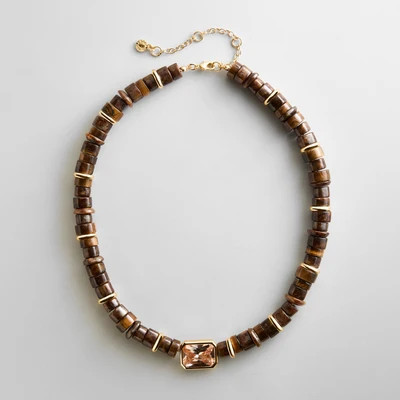 Andy Semi-Precious Beaded Necklace - Tiger's Eye | BaubleBar