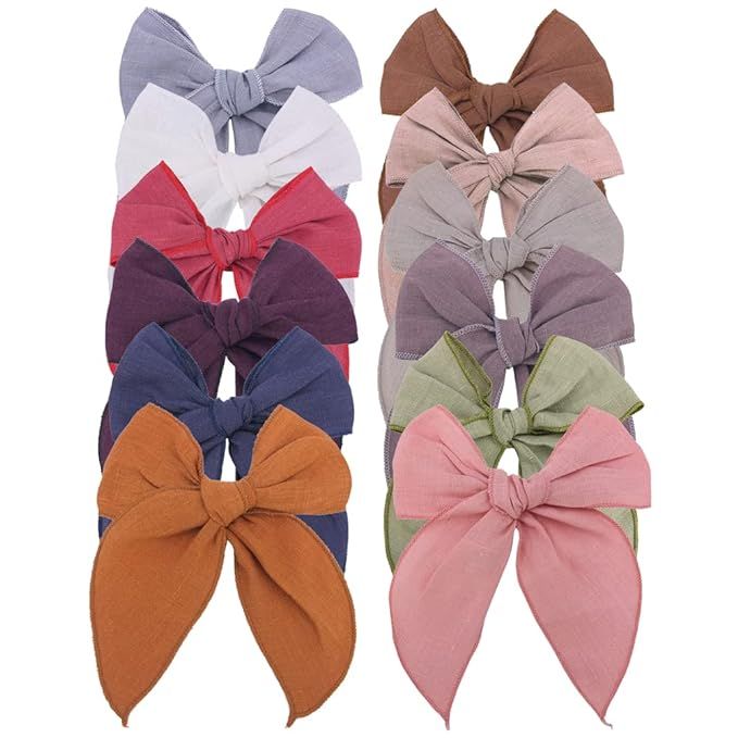 Linen Fable Bow Hair Clips Baby Girls Women Large Sailor Hair Bows Barrettes Accessories Hair Gri... | Amazon (US)