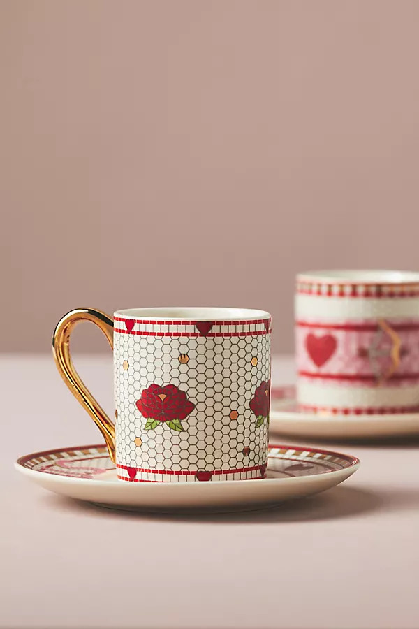 Valentine Bistro Tile Espresso Cup & Saucer | Anthropologie (US)