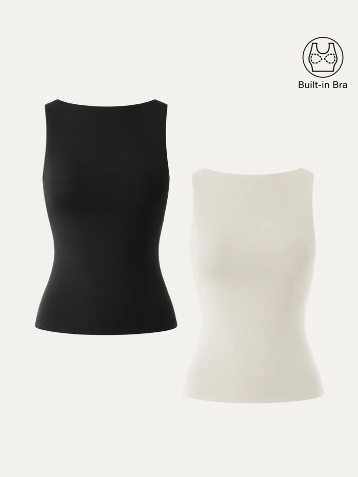 2Pcs Set Soft Boatneck New Airy Brami Tank | OGLmove
