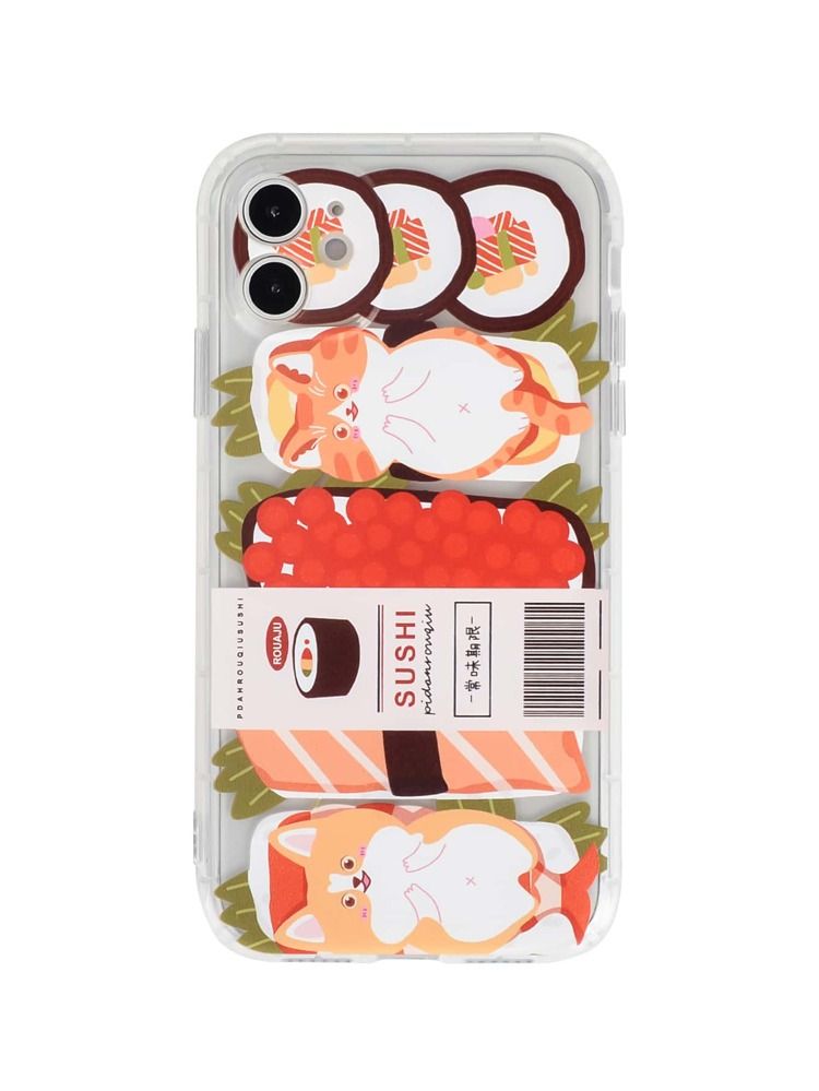 Cartoon Animal Sushi Pattern iPhone Case | SHEIN