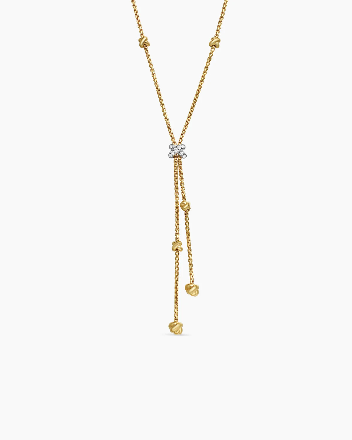 David Yurman | Petite Helena Y Necklace in 18K Yellow Gold with Diamonds | David Yurman