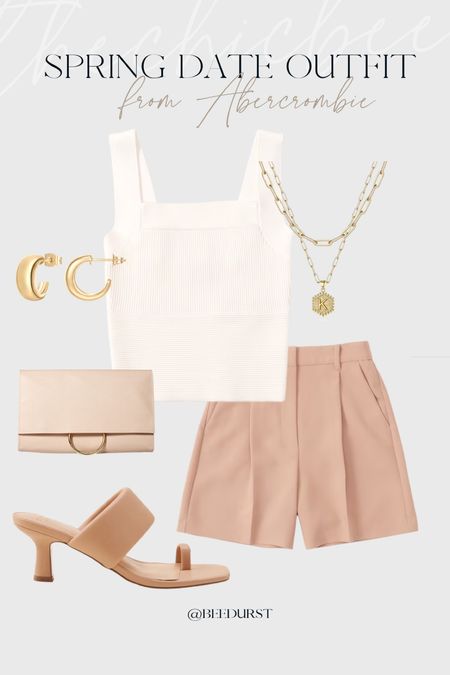 I chose to dress up this outfit for a date night, but you could easily turn it into something more casual. 

Tailored shorts, white tank, tan heels, tan clutch, gold jewelry, gold earrings, gold necklace, spring outfit, midsize fashion, bridal shower outfit, baby shower outfit, brunch outfit, 

#LTKitbag #LTKshoecrush #LTKstyletip