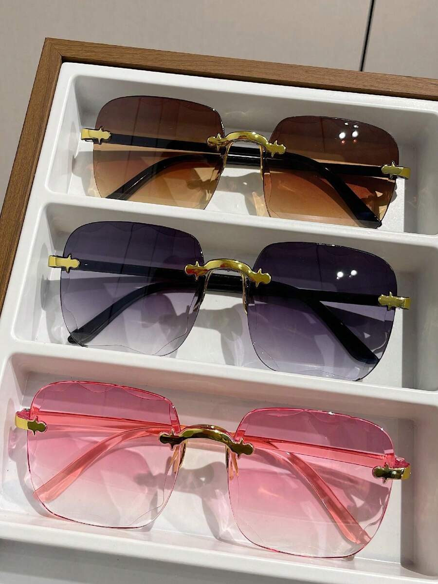 3pcs Square Shaped Fashion Eyeglasses For Women, Suitable For Outdoor Street Photography | SHEIN