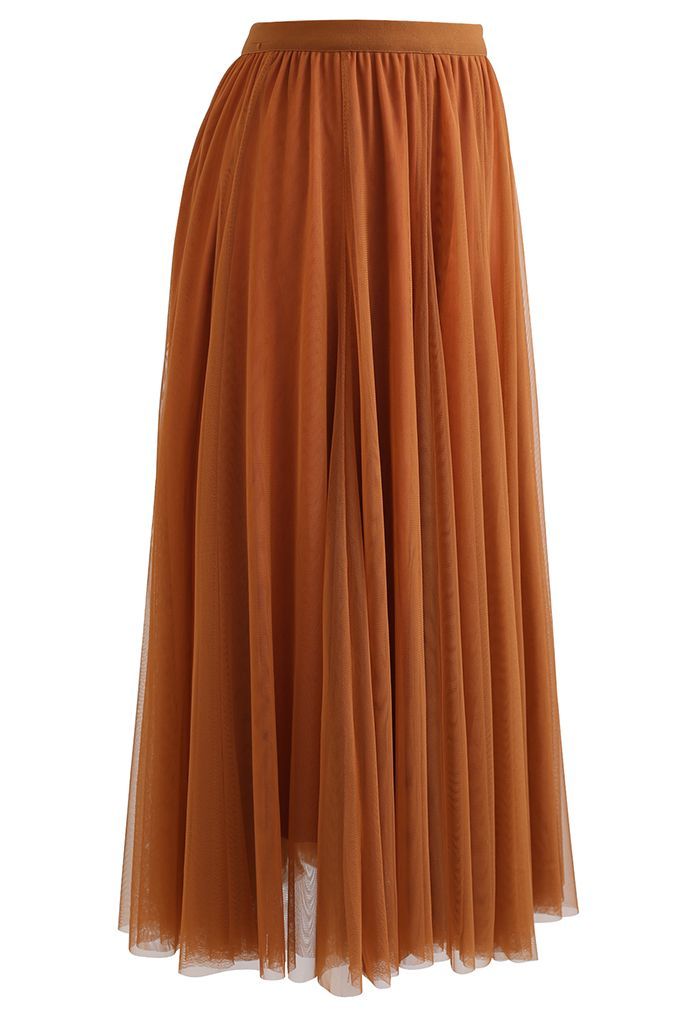 My Secret Garden Tulle Maxi Skirt in Pumpkin | Chicwish