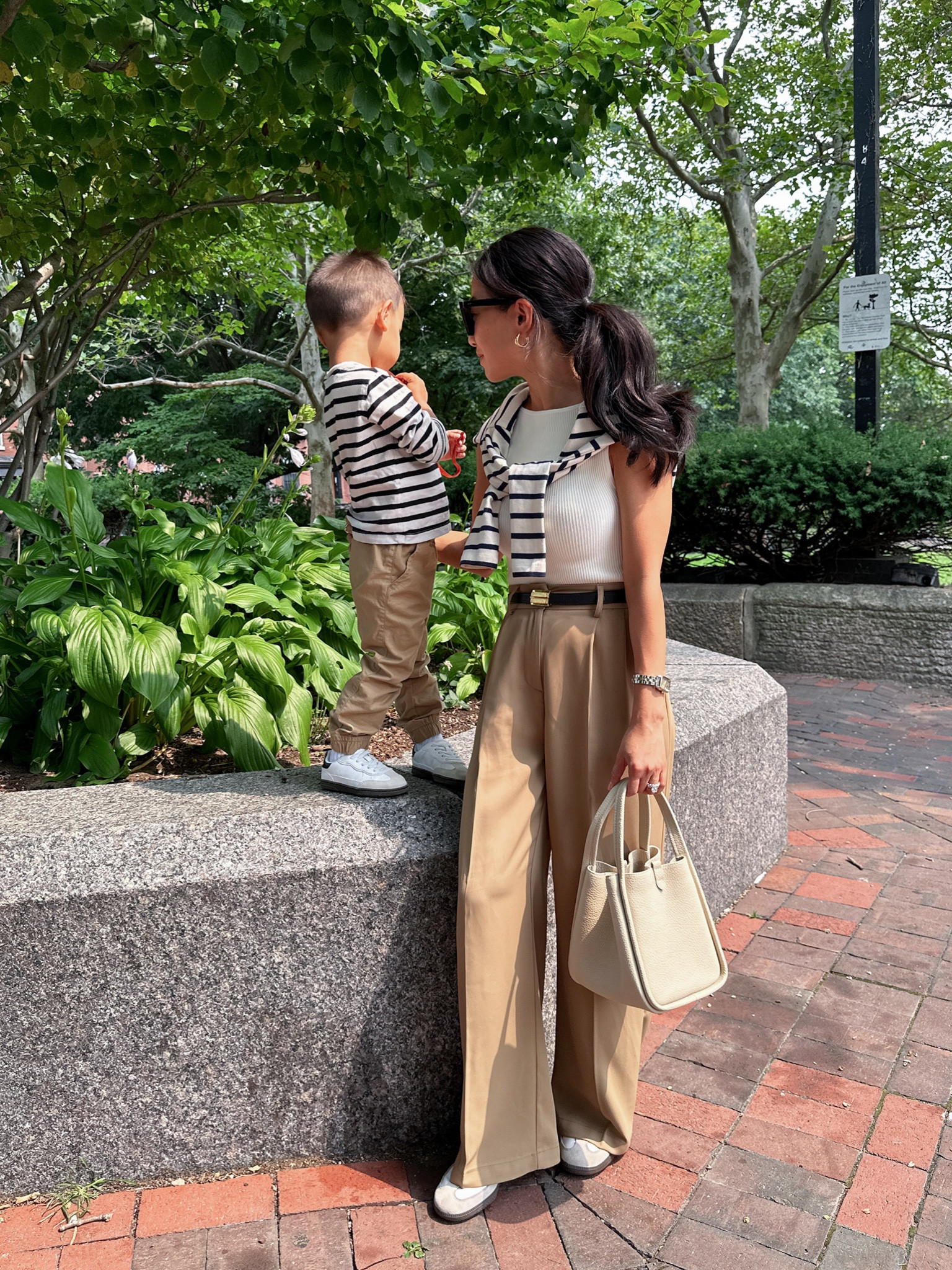 Mommy & son outfits with Rio!

• AF top xxs. Nice boat neck ribbed staple 

• Amazon trousers xs short - “khaki thin” budget friendly find. I’m 5ft tall and was happy to find the short to be shorter than most petite trousers from other brands, and perfect with my sneakers and low shoes !

• Adidas sambas men’s 4 = womens 5

• Nordstrom $15 sunnies - my go to’s! I own these in brown too  

• Songmont bucket bag

• Edited Pieces belt (coming soon!)

On Rio:

• Gap joggers 

• Gap stripe tee 

#LTKfamily #LTKkids


#LTKFindsUnder50