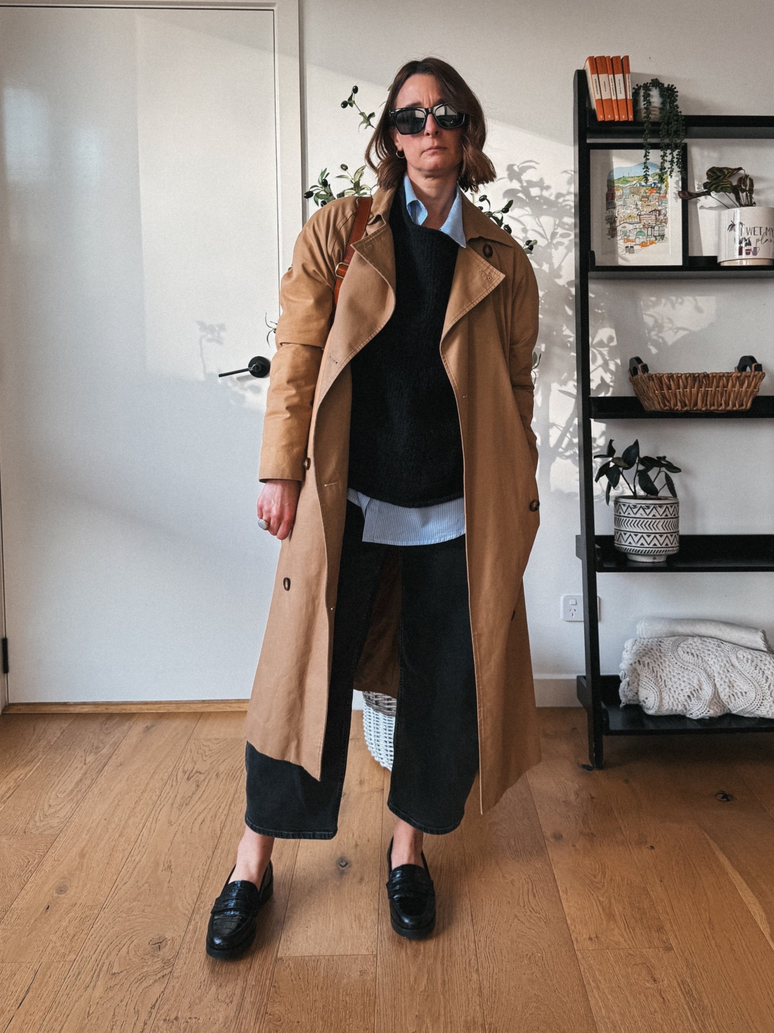 Jeans - Everlane. Wearing my usual size 26 
Shirt - Feather & Noise. Wearing a size 8
Sweater - Assembly Label. Wearing a S/M
Trench - Assembly Label. Wearing an XS/S
Loafers - Sezane. Tts 

#LTKaustralia #LTKnewzealand #LTKwinter