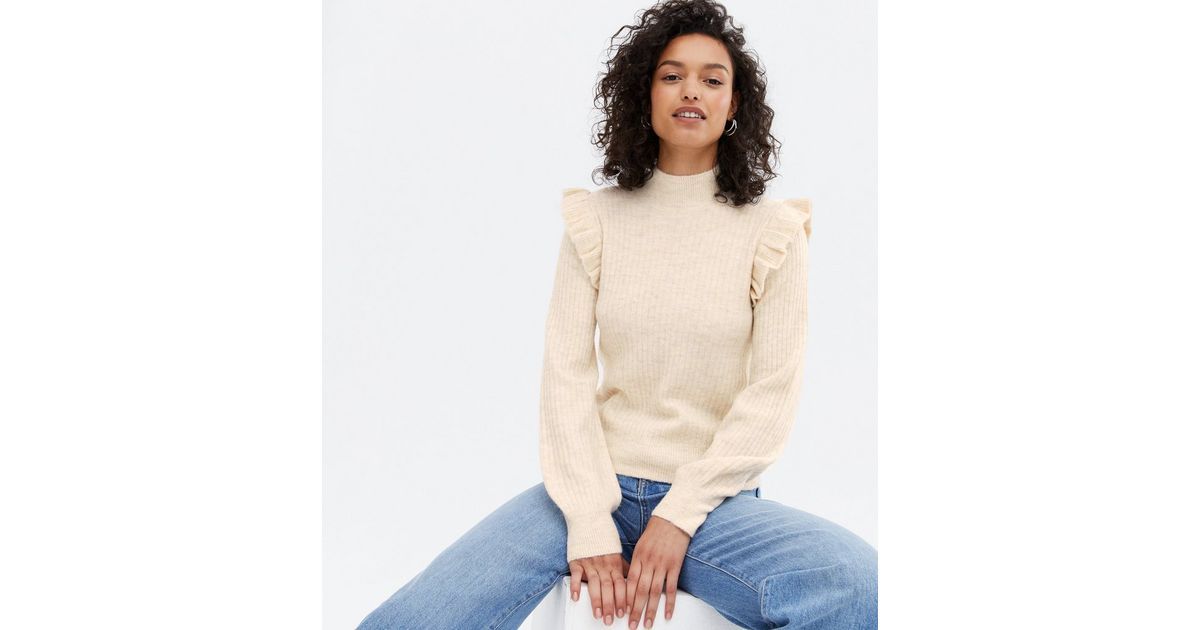 Cream Frill High Neck Jumper
						
						Add to Saved Items
						Remove from Saved Items | New Look (UK)