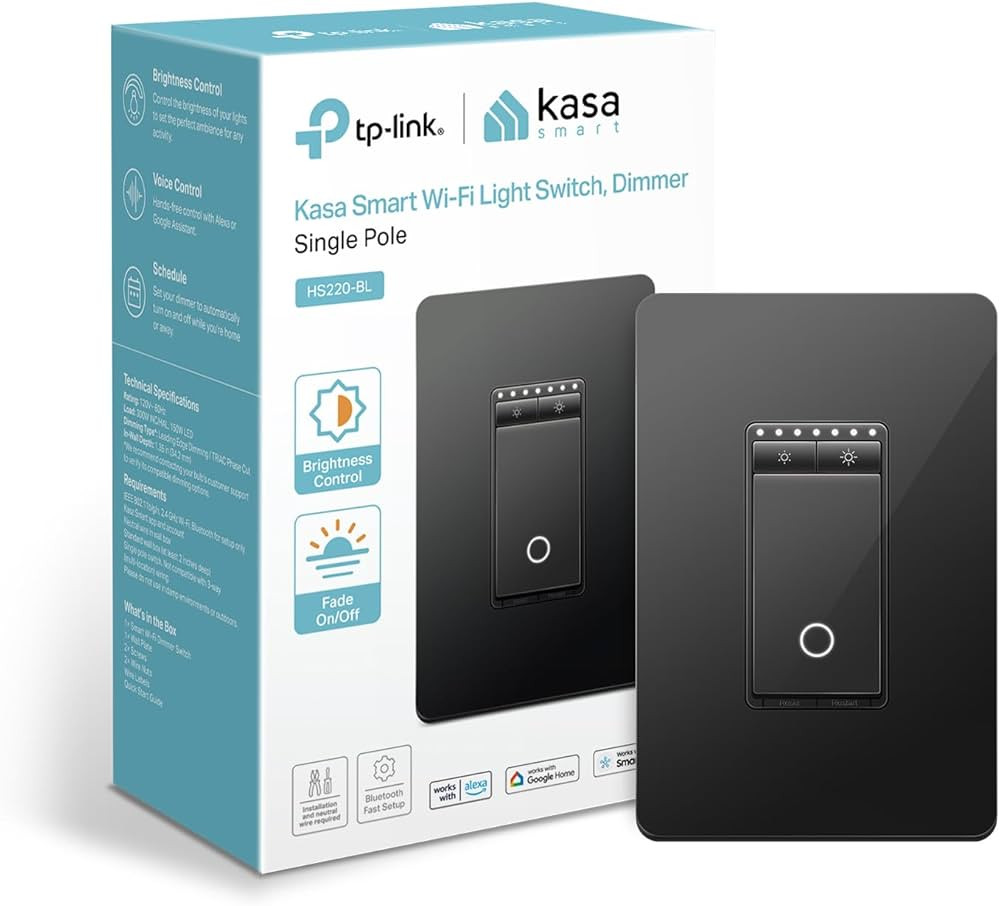 Kasa Smart Dimmer Switch HS220, Single Pole, Needs Neutral Wire, 2.4GHz Wi-Fi Light Switch Compat... | Amazon (US)