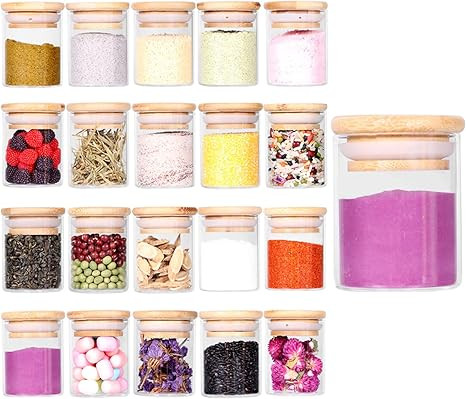Tzerotone Spice Jar Set,2.5oz 20 Piece Glass Jar with Bamboo Airtight Lids and Labels, Mini Clear... | Amazon (US)