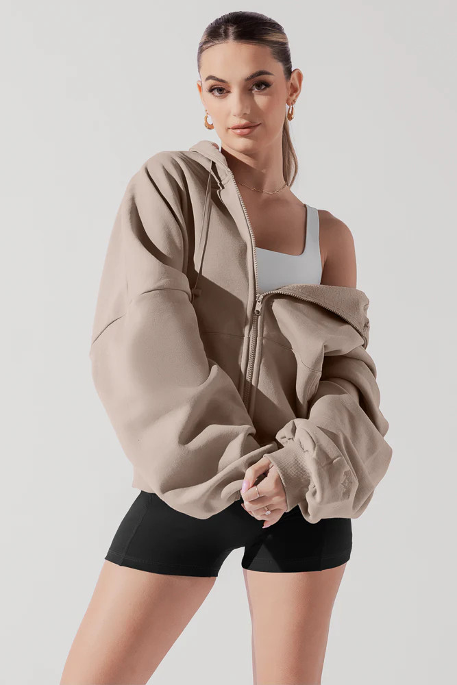 Zip Cloud Hoodie - Taupe | POPFLEX