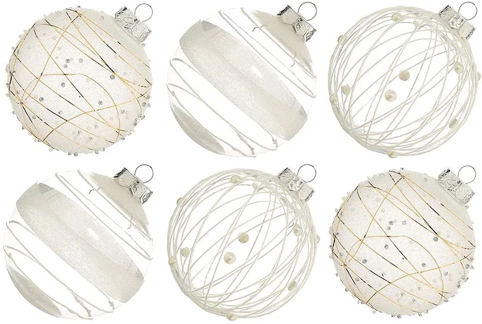 XmasExp Christmas Ball Ornaments Set-100mm/3.94" White Large Shatterproof Clear Glitter Pastic Ch... | Walmart (US)