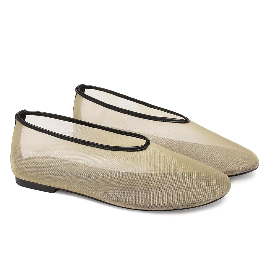Mesh Ballet Flats for Women Round Toe Slip On Ballerina Mary Jane Shoes Tulle Comfortable Casual ... | Amazon (US)