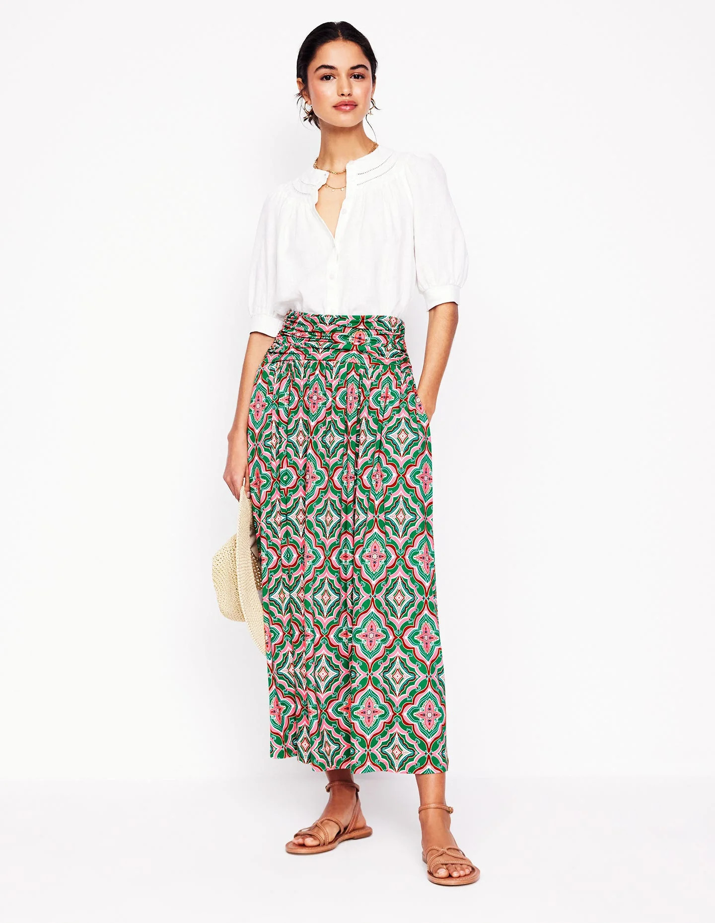 Rosaline Jersey Skirt-Rich Emerald, Mosaic Lawn | Boden (US)