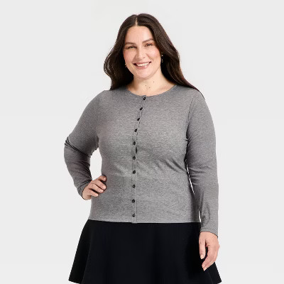 Women's Long Sleeve Knit Cardigan - A New Day™ Gray 4X | Target