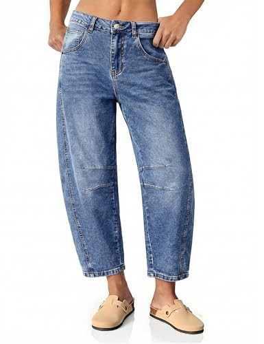 Vetinee Women Barrel Jeans Stretchy Barrel Pants Stretch Ladies Midnight Blue X-Large | Amazon (US)