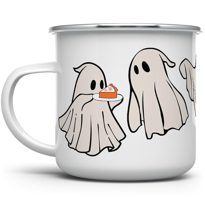Cute Retro Ghost Halloween Campfire Coffee Mug, Spooky Fall Season Outdoor Camping Cup (12oz) | Amazon (US)