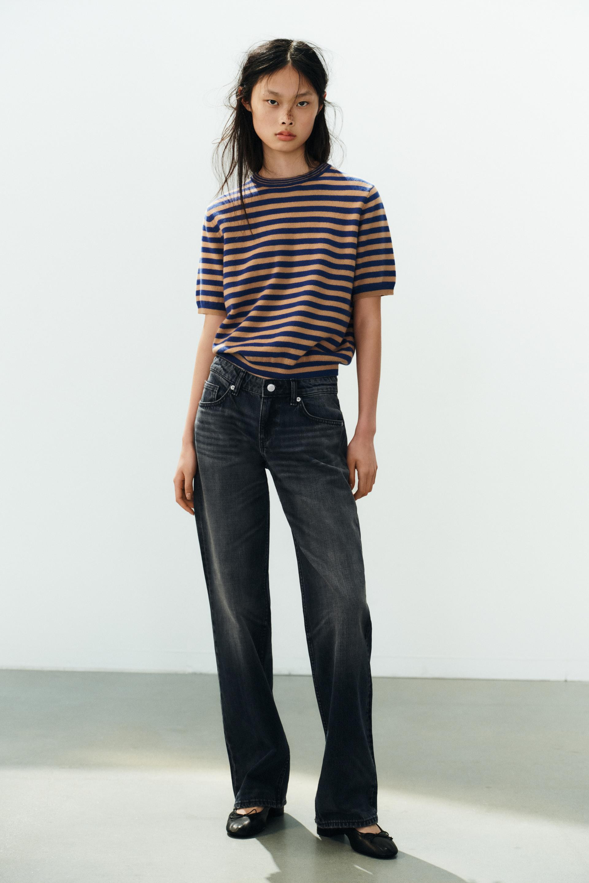 Zara - Short-Sleve Striped 100% Wool Jumper - Only One - L - Woman | Zara US