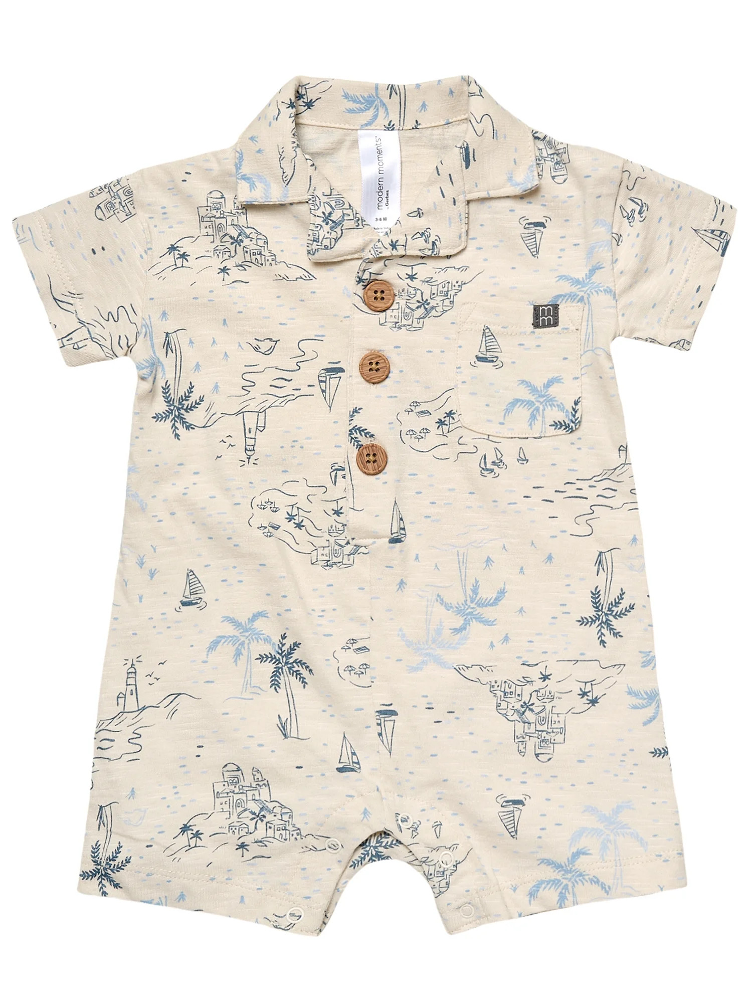 Modern Moments by Gerber Baby Boy Short Sleeve Romper, Sizes 0/3 Months - 24 Months - Walmart.com | Walmart (US)