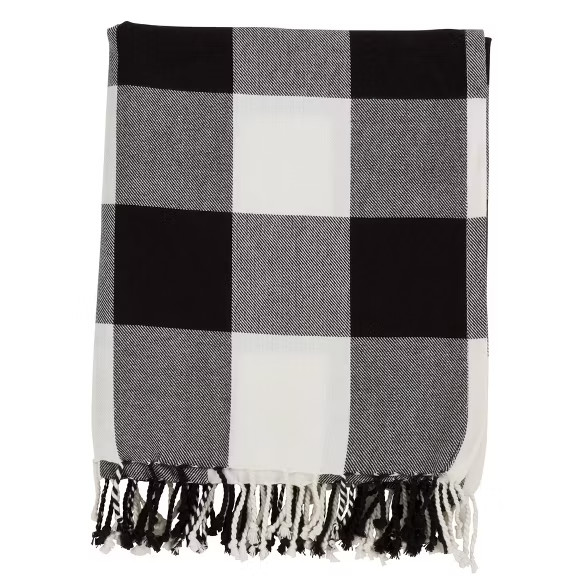 Buffalo Plaid Throw Blanket Black - Saro Lifestyle | Target