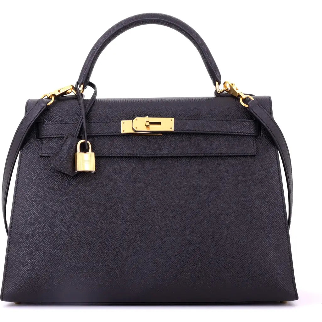 Pre-Owned Hermes Kelly Handbag Black Epsom with Gold Hardware 32 in Noir at Nordstrom, Size Medium | Nordstrom