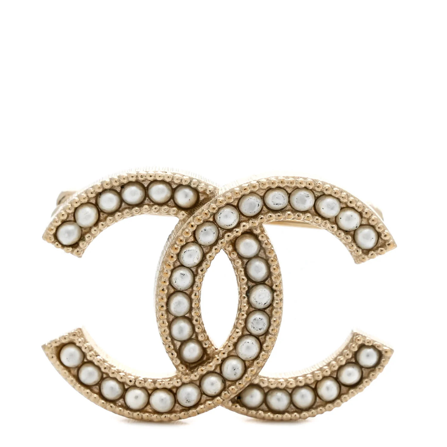 Pearl CC Mini Brooch  Gold | FASHIONPHILE (US)