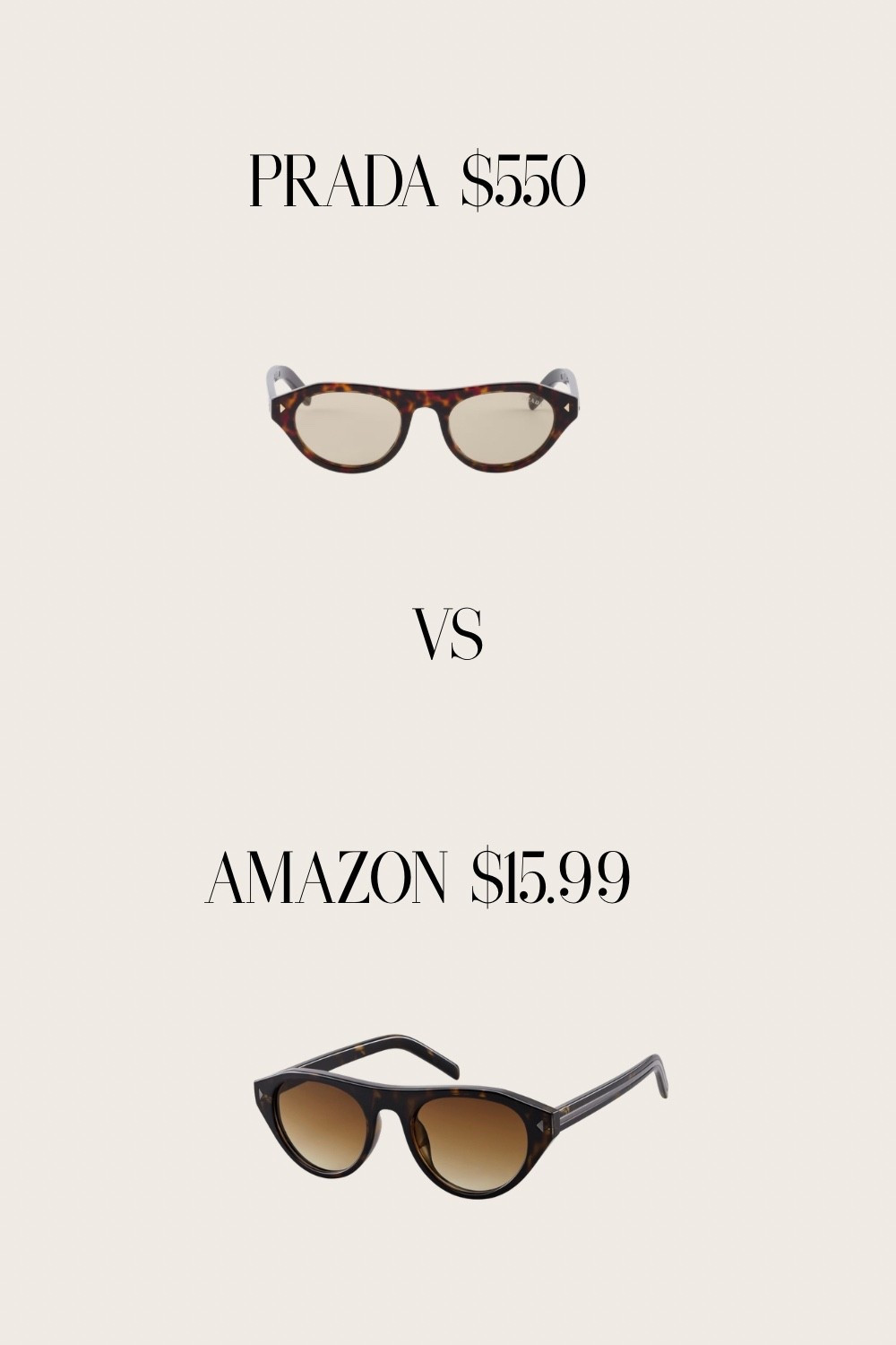 If you’ve been eyeing the iconic Prada frames this spring… same. They’re everywhere—and yes, they’re that chic. But are they $550 chic… or $15.99 chic from Amazon?

Here’s my take:
The Prada pair is timeless, elevated, and gives that effortless “I just threw these on” energy (but make it luxury). The Amazon dupe? Shockingly good. Lightweight, on-trend, and honestly—no one’s stopping you at school pickup to check the label.

Cool girl mom rule: it’s not about the price, it’s about the styling. Messy bun, oversized button-down, iced coffee in hand… both pairs hit.

So whether you splurge or save this spring—you’re still serving chic.

#CoolMomStyle #SpringAccessories #DesignerVsDupe #EffortlessChic #MomStyleDaily

#LTKSeasonal #LTKOver40 #LTKdayinmylife