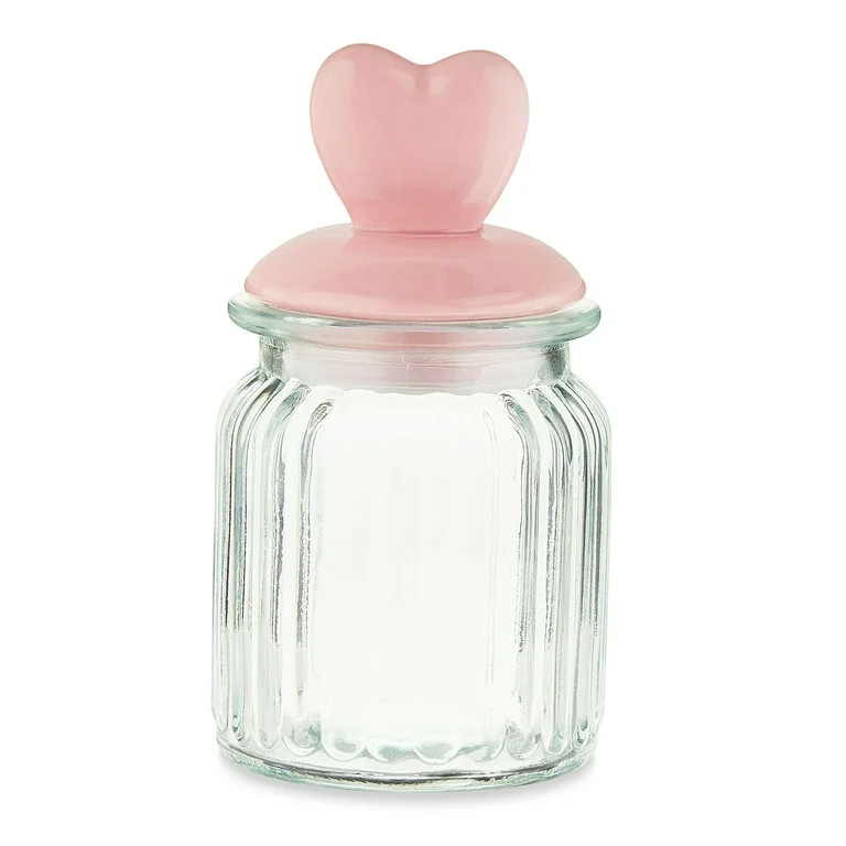 Valentine’s Day Pink Heart Glass Jar Decoration, 5.5 in, by Way To Celebrate | Walmart (US)