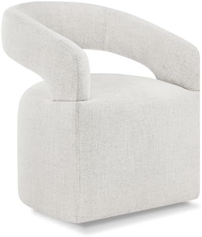 Upholstered Dining Chairs with Casters Modern Barrel Side Armchair with Rollers for Diningroom Be... | Amazon (US)