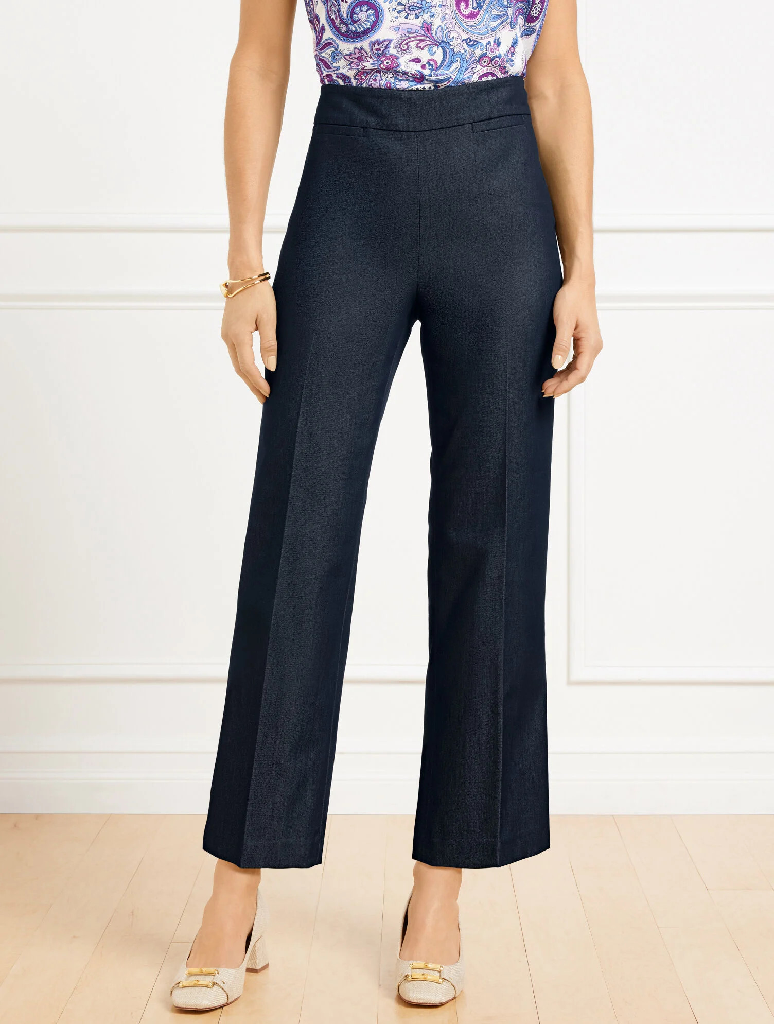 Refined Denim Slim Wide Ankle Pants | Talbots
