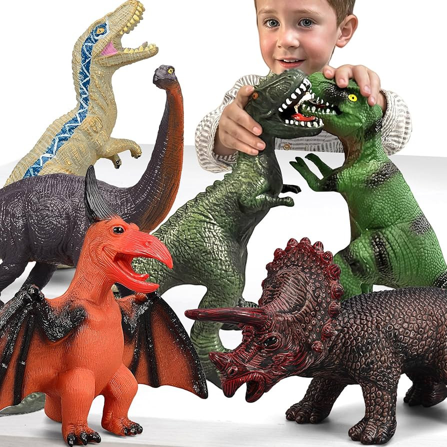 6 Piece Jumbo Dinosaur Toys for Kids and Toddlers, Dinosaur Toys for Kids 3-5, Large Soft Dinosau... | Amazon (US)