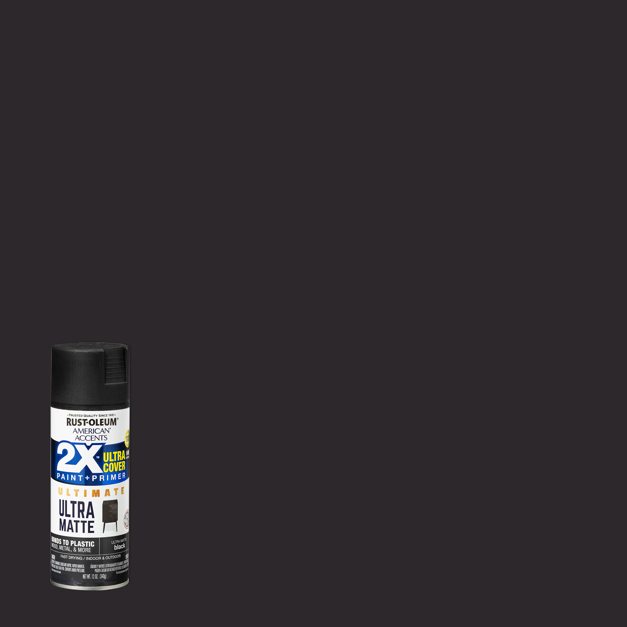 Black, Rust-Oleum American Accents 2X Ultra Cover Ultra Matte Spray Paint, 12 oz | Walmart (US)