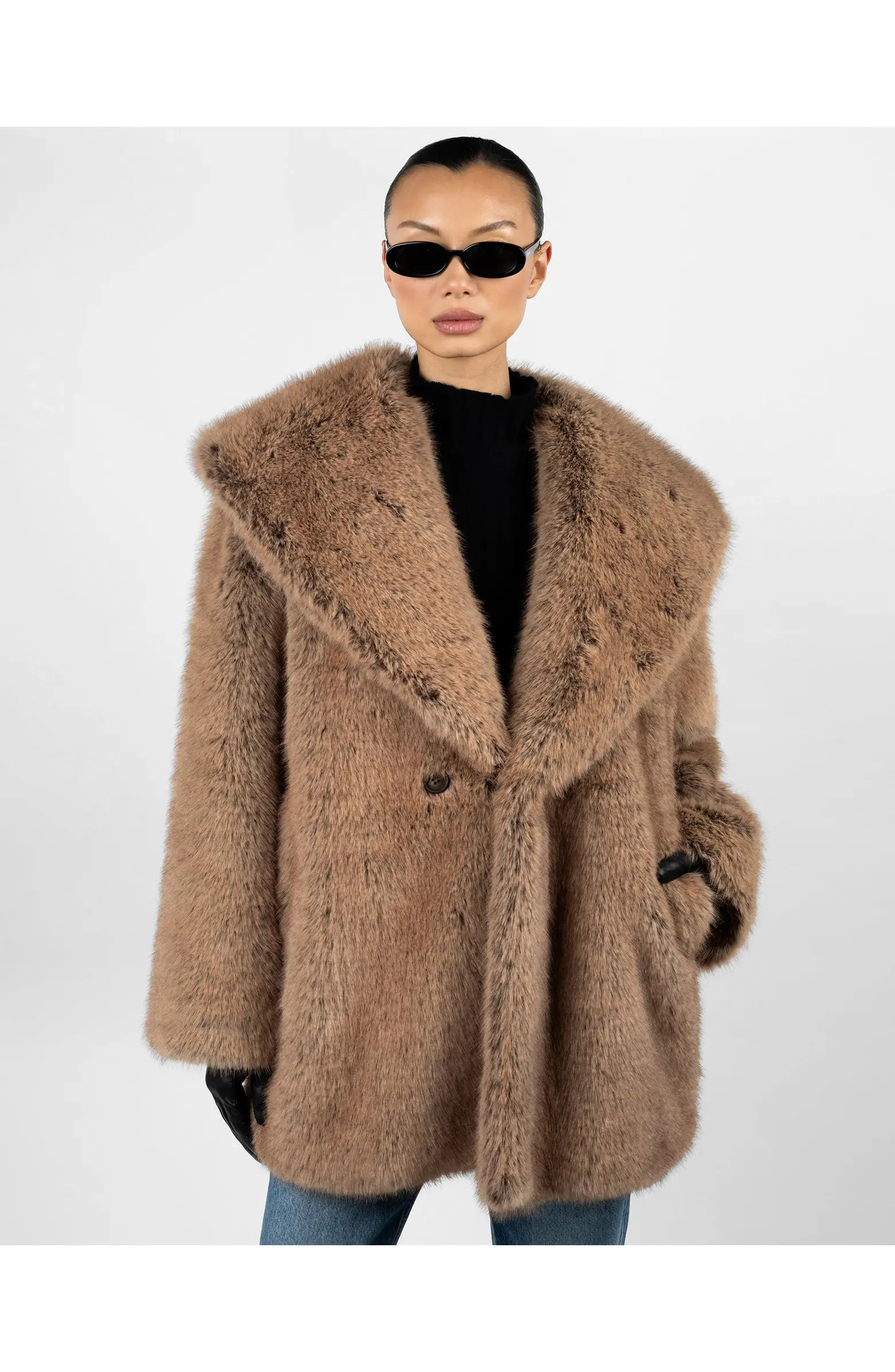 Shawl Collar Faux Fur Jacket | Nordstrom