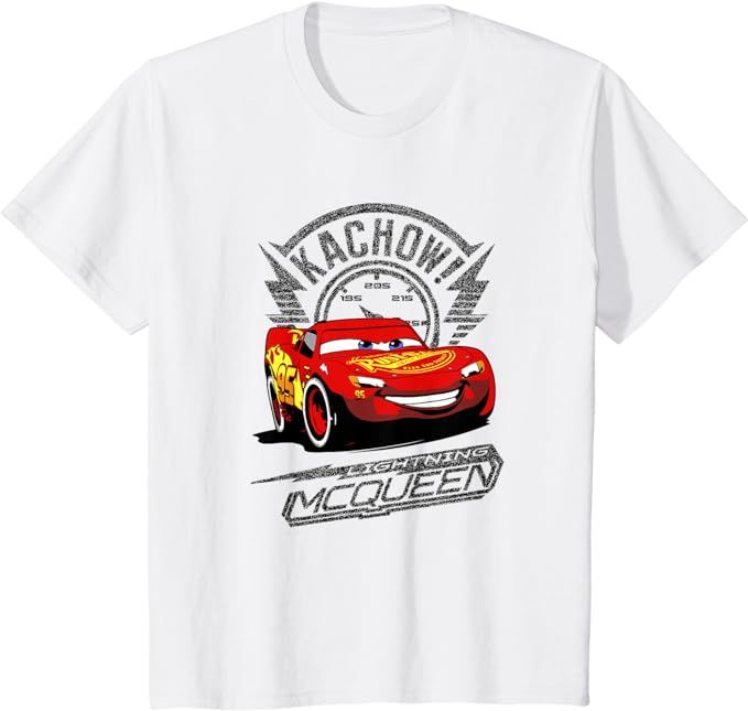 Disney Pixar Cars Lightning McQueen Kachow! Retro Shot T-Shirt | Amazon (US)