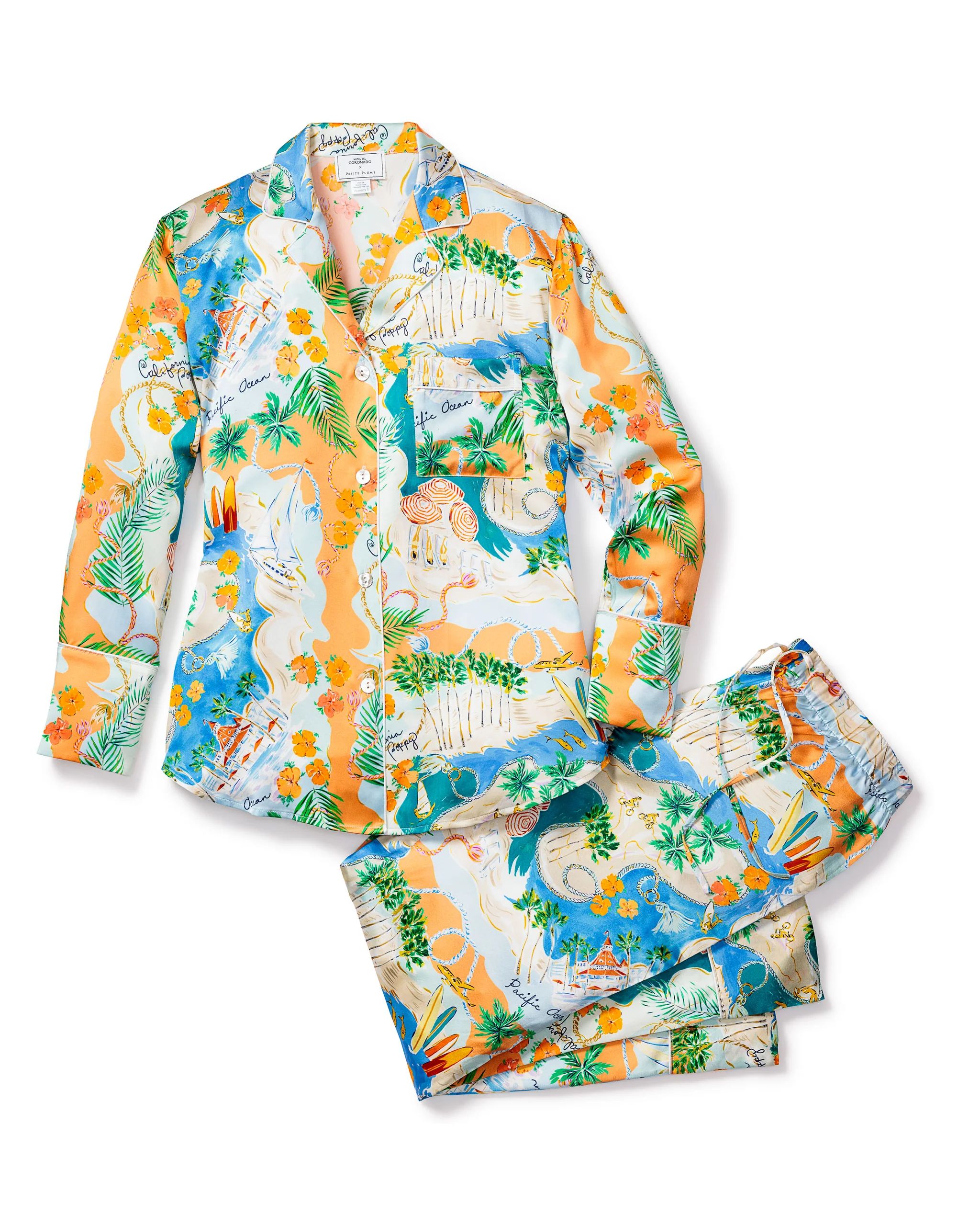 Women's Silk Print Pajama Set Hotel del Coronado x Petite Plume | Petite Plume