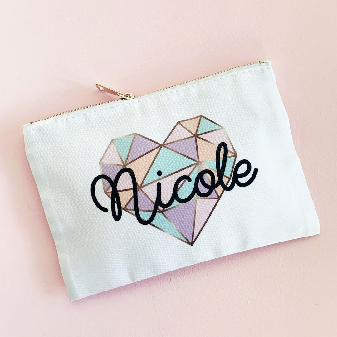 Personalized Makeup Bag Heart Name Cosmetic Pouch Cute - Etsy | Etsy (US)