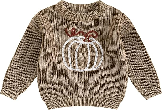 Toddler Baby Girl Knit Sweaters Oversized Long Sleeve Embroidery Shirt Top Newborn Infant Cute Fa... | Amazon (US)