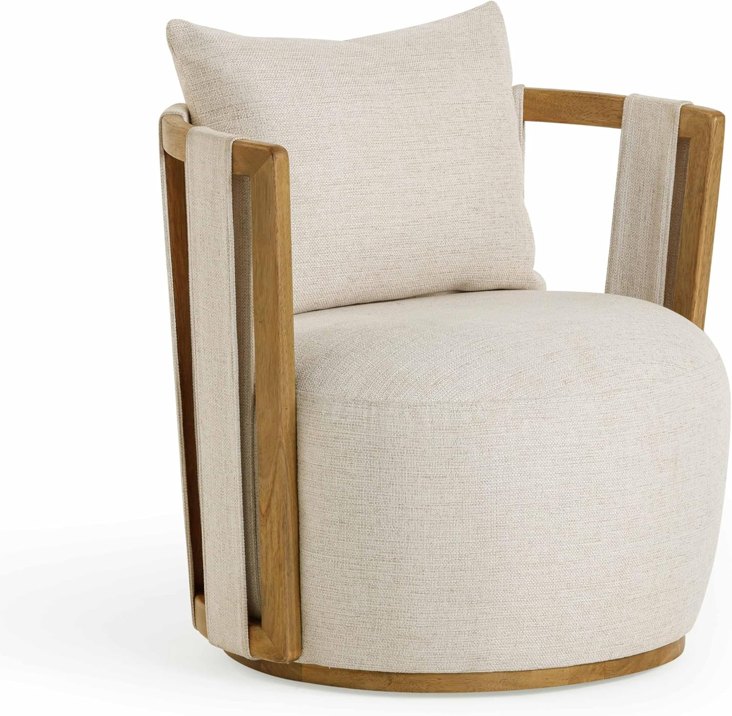 Paolo Cream Textured Weave Swivel Chair | Amazon (US)