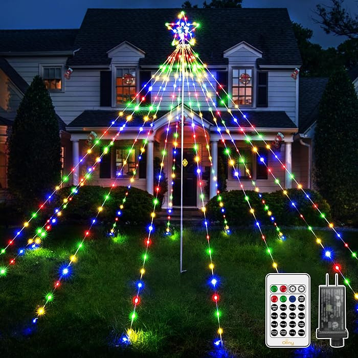 Ollny Christmas Lights Tree 340LED with Topper Star, IP67 Waterproof Remote Control Waterfall Lig... | Amazon (US)
