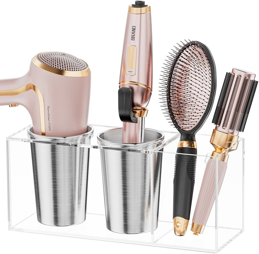Hair Tool Organizer Acrylic: Hair Dryer Holder Wall Mount - Blow Dryer Holder Cabinet Door - Bath... | Amazon (US)