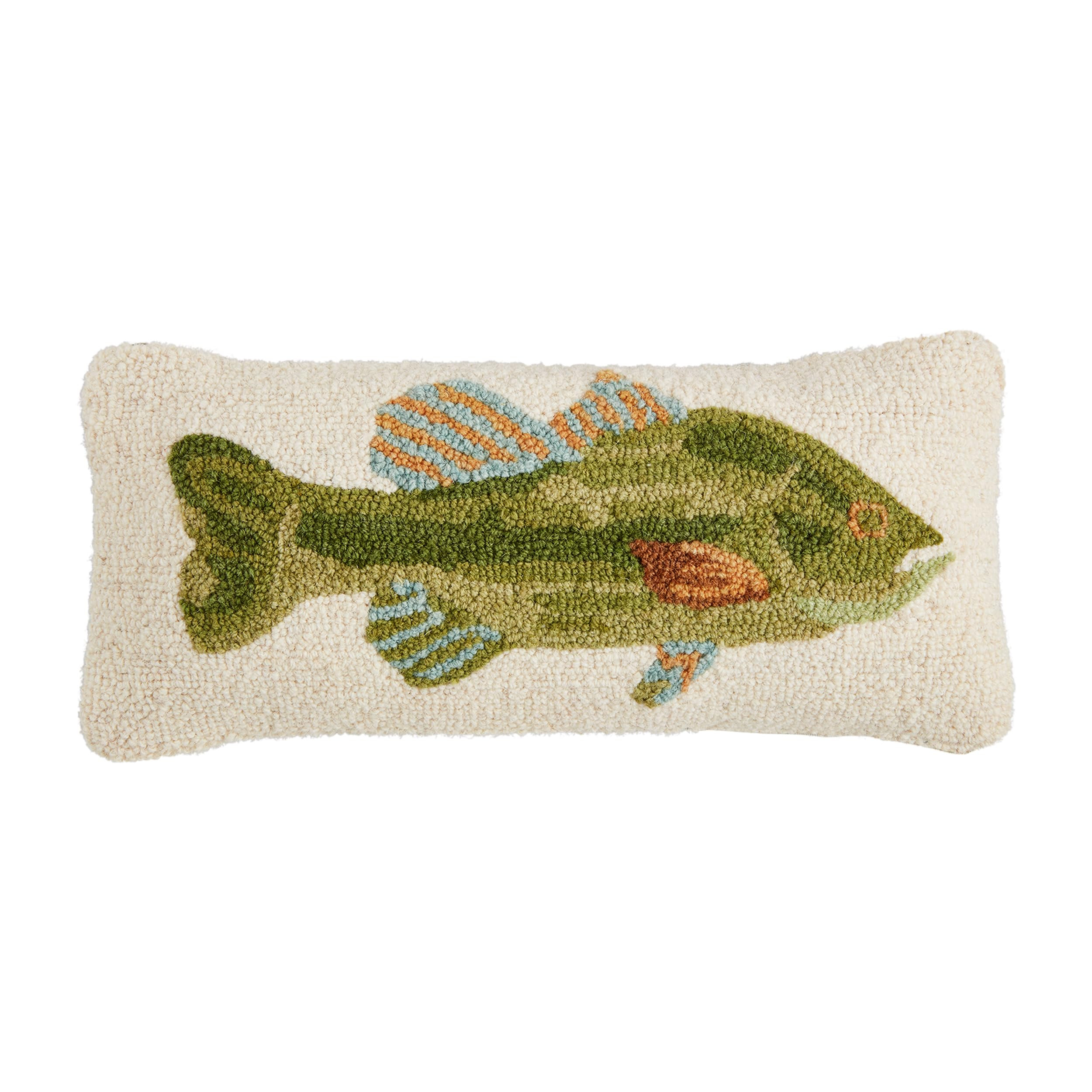 Mud Pie Fish Hook Wool Pillow | Amazon (US)