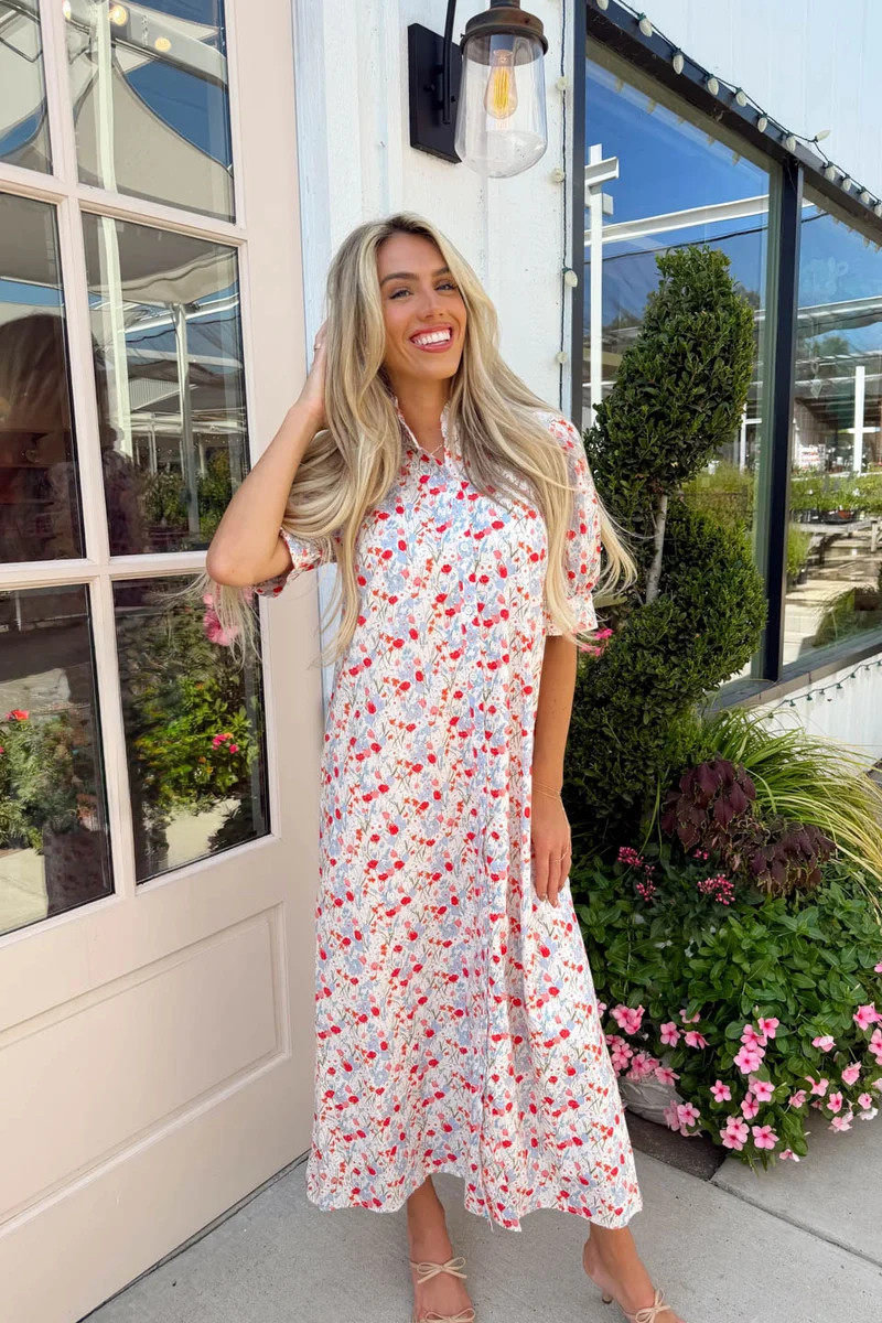 A Floral Affair Midi Dress - White | The Impeccable Pig