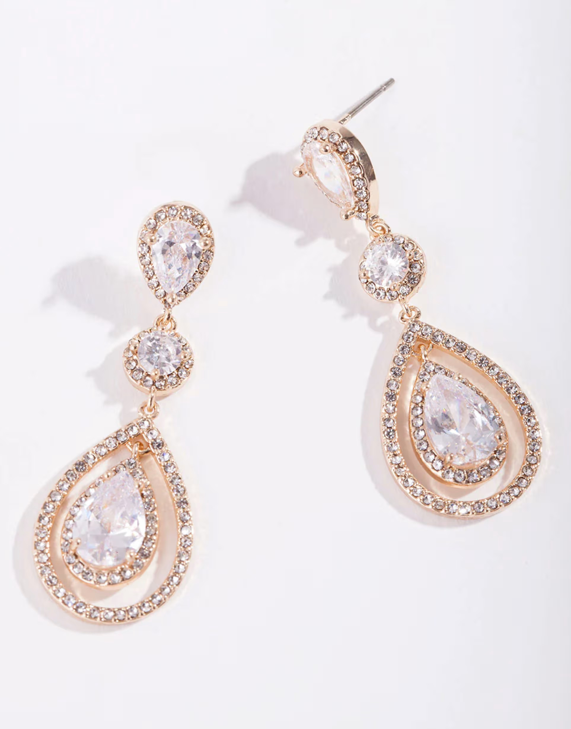 Lovisa Gold diamond simulant multi drop earrings in rose gold | ASOS | ASOS (Global)