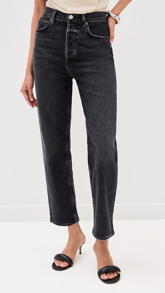 90s Pinch Waist Crop High Rise Straight Jeans 27.5" | Shopbop