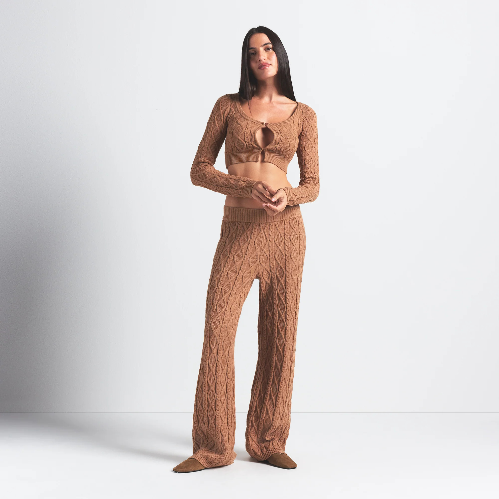 SKIMS Cable Knit Straight Leg Pants | Medium Neutral | XS | Sweater Knits | SKIMS (US)