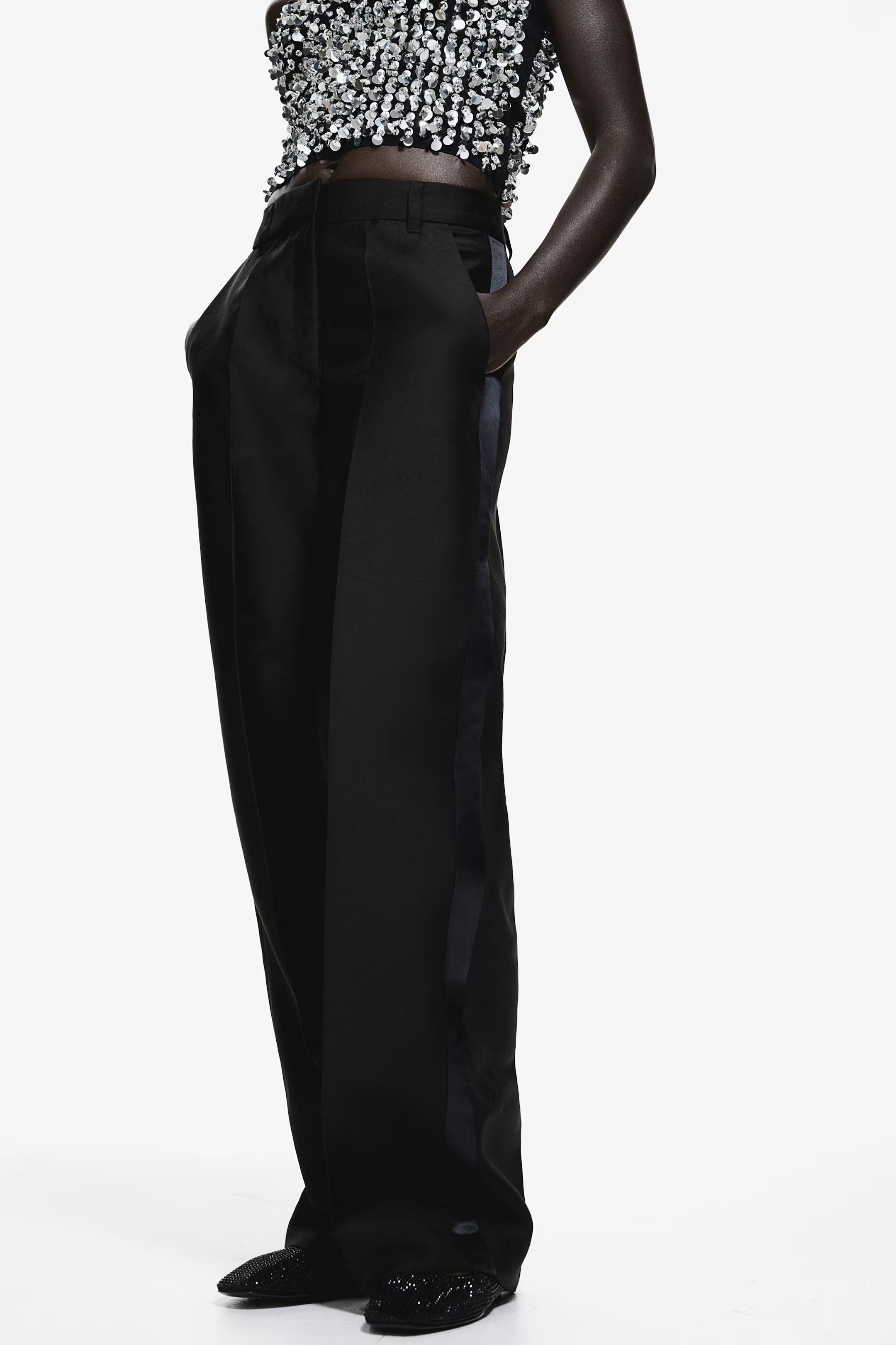 Creased Tuxedo Pants - Black - Ladies | H&M US | H&M (US + CA)
