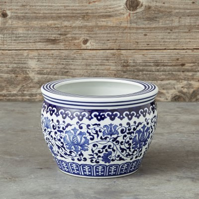 Blue & White Ceramic Planter, Small | Williams-Sonoma