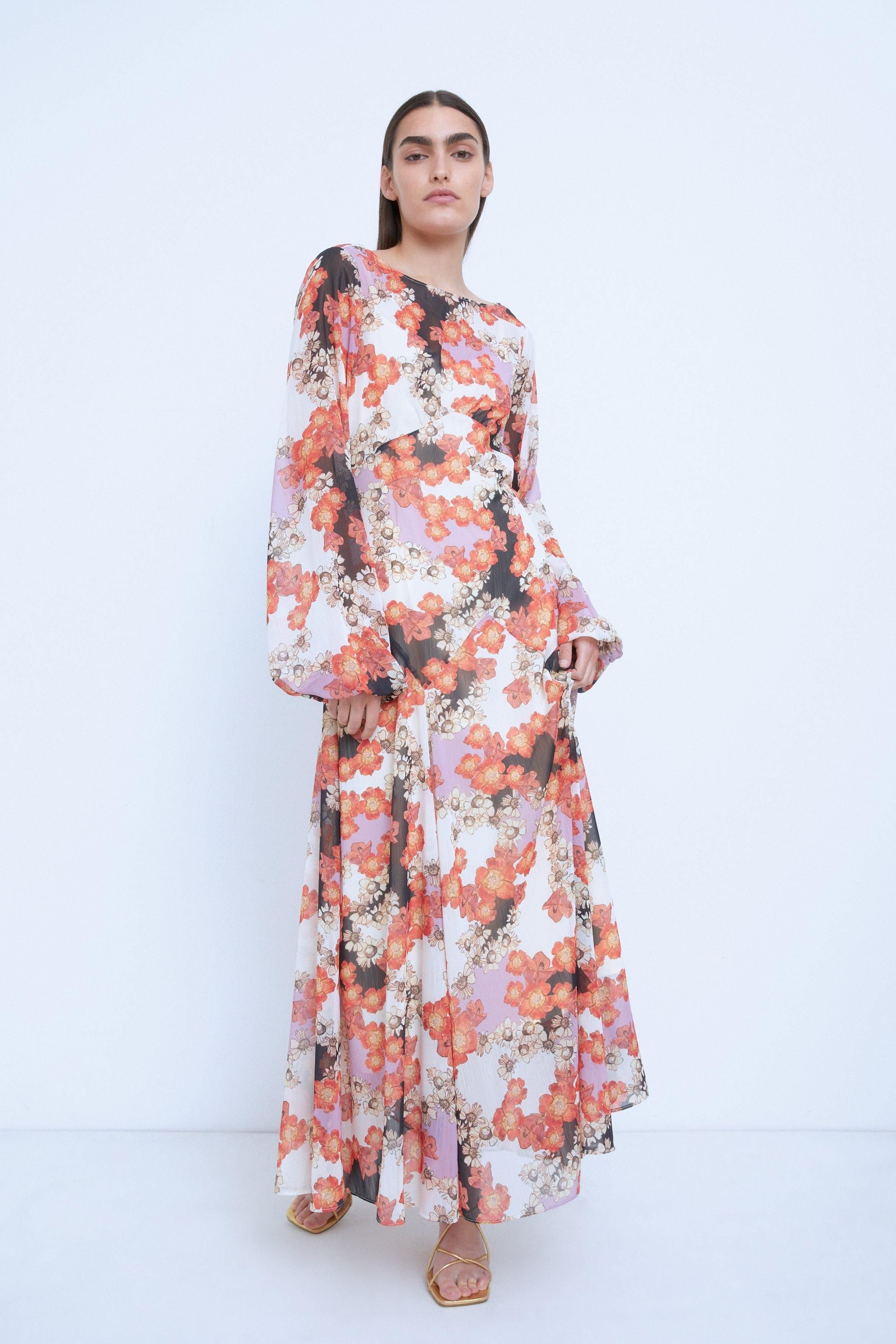 WH x The British Museum: The Charles Rennie Mackintosh Collection Chiffon Cowl Back Maxi Dress | Warehouse UK & IE