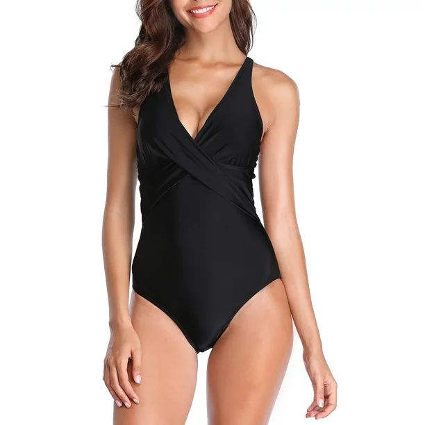 Charmo Tummy Control One Piece Swimsuits Women Padded Bathing Suits Front Cross | Walmart (US)