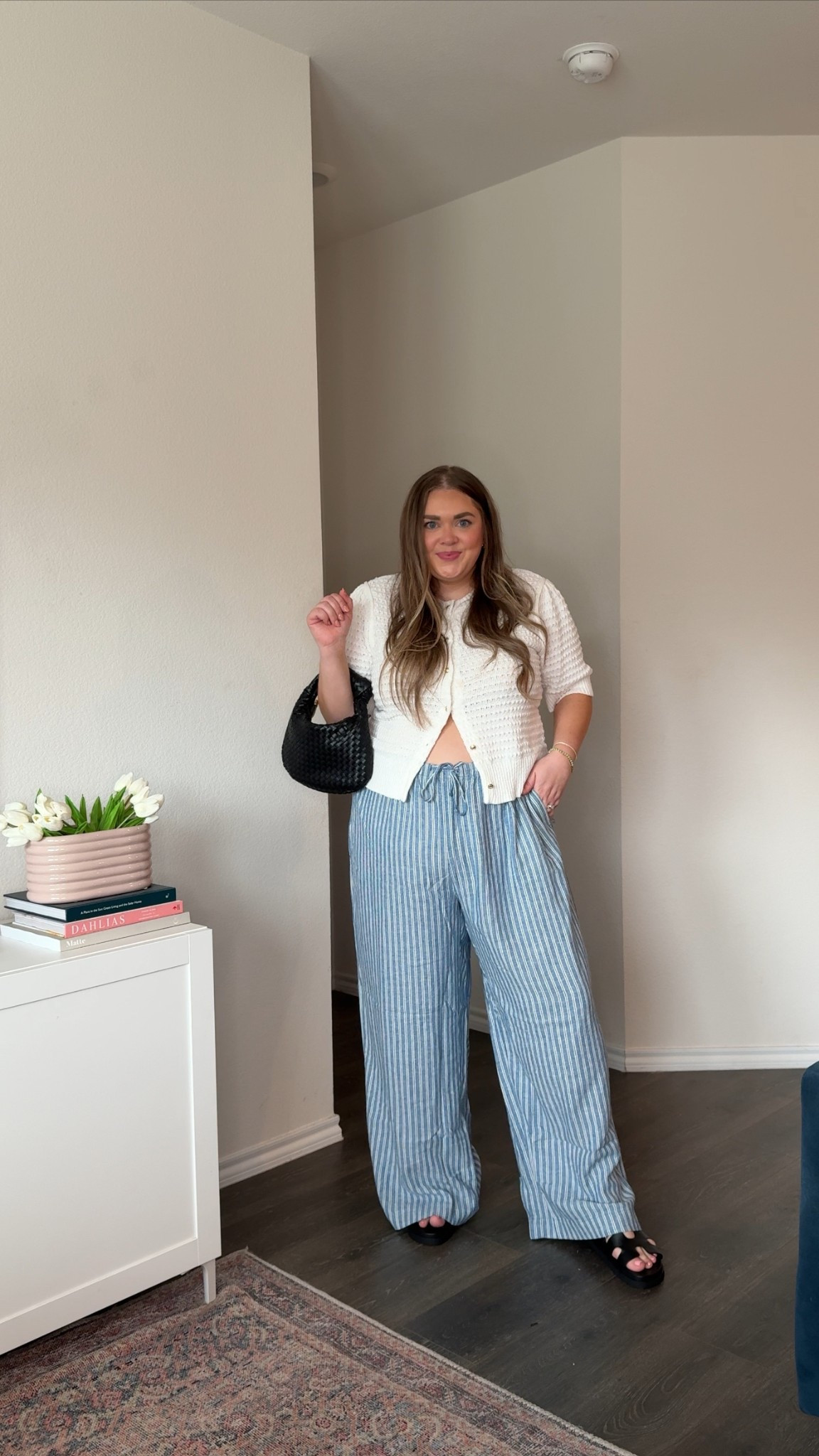 Plus size spring outfit idea. Wearing xxl in cardigan and pants but need xl in pants. I’m a size 18 and they’re huge on me. Sandals on sale with code FRIENDS 

#LTKPlusSize #LTKSaleAlert